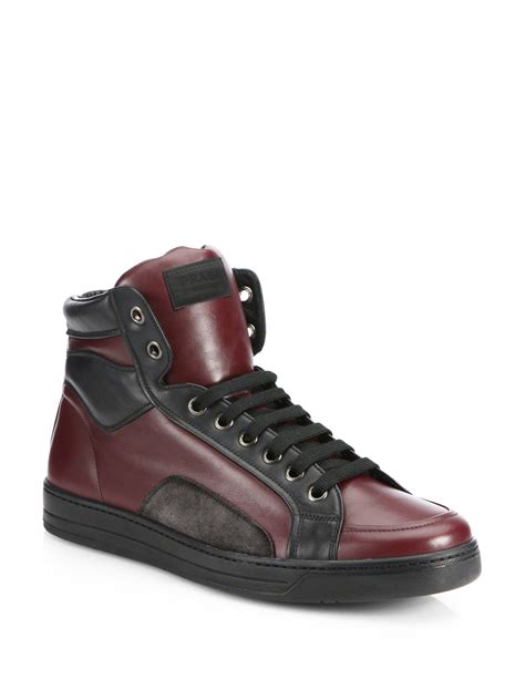 prada mens hi top sneakers|prada suede sneakers men.